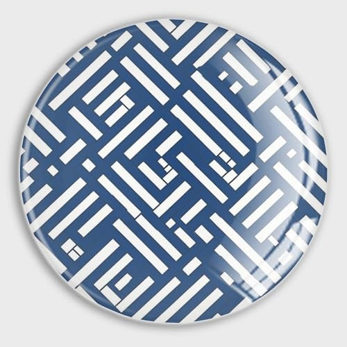 Evans1nism Chinoiserie Glasmagnete für Kühlschrank, Lacefield-Druck, geometrische blaue kleine Magnete, ethnischer Stil, luxuriöse dekorative Magnete für Kühlschrank, niedliche Dekoration für Zuhause,