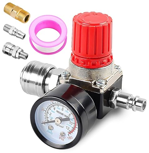 Réducteur de pression 1/4, 3 trous, régulateur de pression, valve de commutation avec manomètre, valve de régulation de pression 175 PSI pour compresseur d'air, compresseur d'air, pressostat