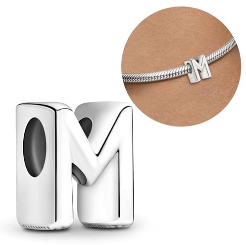 Purhole Armband Charms Anhänger Silber 925 Family Charm Moments Charms Stopper Bettelarmband Buchstaben M Charm