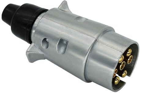AUTOXBERT 7 Pin Trailer Plug, 12V Waterproof Metal Trailer Plug Connector for Car Europe Caravans RV Tractor Vans Lorry Trailers
