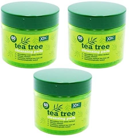 3 X Tea Tree Face Cleansing Pads - 60 Count (180 in Total) - Deep Cleanse, Refresh & Revitalize Your Skin - Ideal for Acne-Prone Skin.