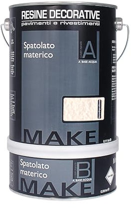 MAKE DESIGNED FOR YOU Resina Materico Epossidica Bicomponente, a Base Acqua, per Pavimenti e Rivestimenti con Effetto Spatolato, Made in Italy, Marmo Bianco, 2,5L, 2 unità