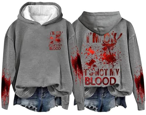 Im Ok Its Not My Blood Hoodie Sweatshirt Halloween Damen Party Pulli Lustig Freizeithemd Langarm Tee Outdoor Outfit Herbst Winter Tunic Grosse Grössen Hoodie Crewneck Winterpullover Sweat Blusen
