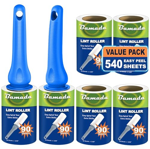 Rodillo quitapelusas para Pelo de Animales, 540 Hojas, extrapegajoso portátil, quitapelusas para Ropa, quitapelusas para Gatos, Pelo de Perro, Rodillo de Pelusa, Pelo de Animales (Azul)