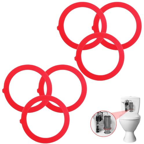Thinp 6 Pcs Red Silicone Toilet Fill Valve Seal Kit - K-GP1059291 Compatible - Flush Valve Toilet Gasket Replacement Parts