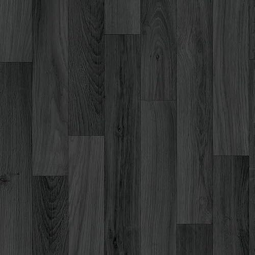 VINYL FLOORING UK Black P1522 Wood Effect Vinyl Flooring Sheet For Living Room, Hallway, Kitchen With 2.0mm Thickness Cushion Backing Lino Sheet -1m(3'3) X 2m(6'6)-2m²