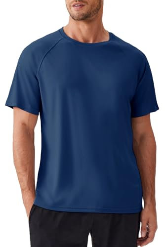 PINSPARK Sport Tshirts Herren Funktionsshirt UPF 50+ UV Schutz Schnelltrocknend Sportshirt Kurzarm Laufshirt Atmungsaktiv Trainingsshirt Outdoor Workout Fitness Oberteil Navy Blau L