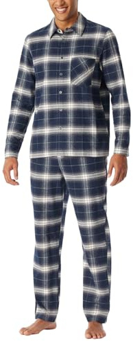 Schiesser Herren Schiesser Herren Schlafanzug Lang mit Knopfleiste Flanell - Nightwear Set Pyjamaset