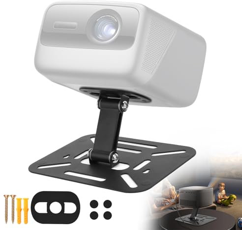 Projector Foldable Stand, Mini Projector Stand, Desktop Projector Mount, Mini Ceiling Wall Projector Mount Stand Compatible with QKK, DR.J, DBPOWER, Anker, AAXA, Jinhoo, PVO, TMY, and Other (Black)