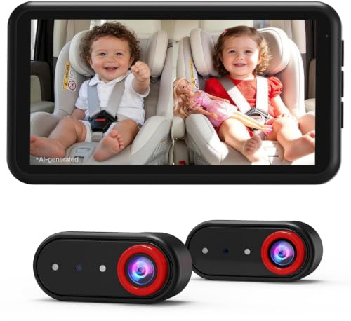 LUCKVIEW BM2 PRO Dual Autokamera, 5,2 Zoll 1080P HD Display Für Rückseitige Autositze, IR-Nachtsicht, Anti-Shake-Halterung, Einfache Installation, Ideal Eltern Mit 2 Kindern Und Haustieren, Baby