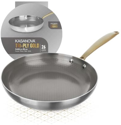 KASANOVA Bratpfanne mit drei Schichten Tri Ply – Gold (26 cm)