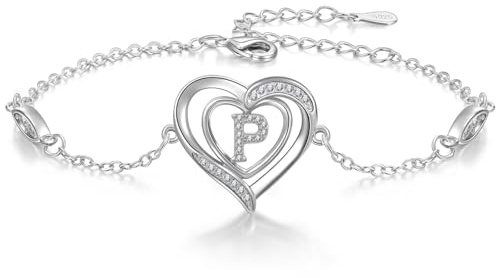 Cosie Lily Armband Damen Silber 925, Herz Armband Mit Buchstaben Schmuck