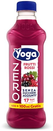 Yoga Frutti Rossi ZERO 12 Bottiglie da 500ml Bevanda Senza Zuccheri Aggiunti, Senza Glutine