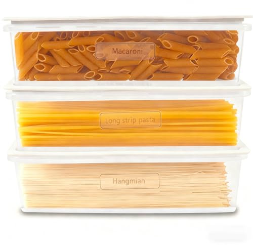 ZoeQide Pasta Vorratsbehälter 3er Set – Spaghetti Aufbewahrungsbox BPA-frei mit Deckel und Portionierer, Transparenter Nudelbehälter luftdicht aus Kunststoff für Küche und Vorratsschrank