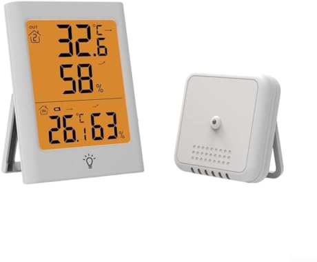 Elektronisches Hygrometer mit Kabel, wasserdichtes Design, geeignet für verschiedene Wetterbedingungen (weiß)