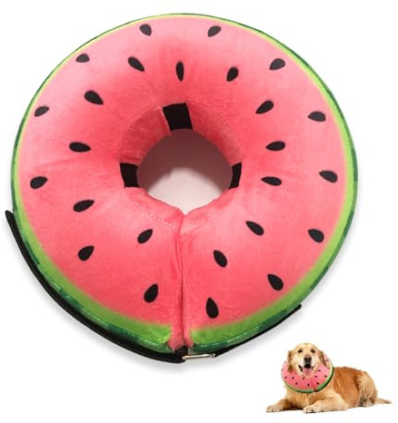 HMCEY Collerette Gonflable Chien,Collerette Chien Anti Lechage Souple,Collier Protection Chiens Avec Réglable Snap,Collier de Récupération pour Chiens,Colerette Lune Réglable,Boudin Gonflable Chat - S