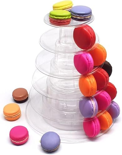 Runder Macaron Turm Ständer 6 Stöckig Makronen Display Rack Transparent Cupcake Ständer Tortenständer PlastikMacaron Präsentationsständer für Hochzeit Geburtstag Party Dessert Gebäck Tortenplatte