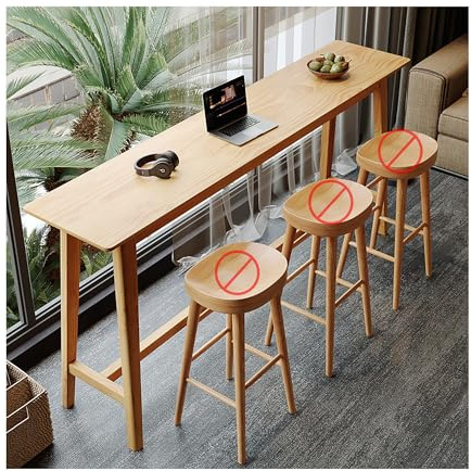 OVOGGPAN Table de Bar étroite en Bois Massif, Table de Salle à Manger Haute pour Cuisine, café ou bistrot, Table de pub Rustique en Grain de Bois(160cm/63in)
