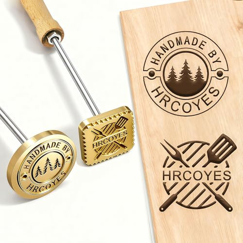 HRCOYES Branding Iron for Wood,Custom Logo Personalized Branding Iron,Metal Irons for Wood Burning Stamp Leather Woodwork Handcrafted Wedding Gifts