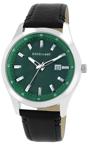 Excellanc Herren Armbanduhr aus Kunstleder in Schwarz, in Einer Länge von 26 cm, Klassisches Design für jeden Mann