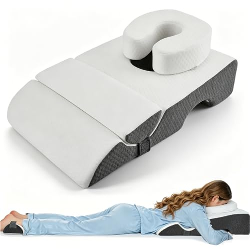 Face Down Pillow for Eye Surgery, Memory Foam Prone Pillow, Massage Headrest for Bed, Breathable Face Cradle Rest Cushion for Naps, Stomach Sleeper Pillow for Neck, Back, Shoulder Pain Relief