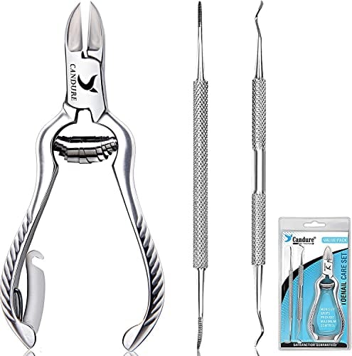 Candure Tagliaunghie Professionale e Tronchesino Impostato per di Spessore e Difficile Unghie dei Piedi & Unghie Incarnite - Manicure e Pedicure attrezzi con Tronchesi, Sollevatore Unghie & Lima
