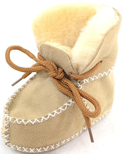 SNUGRUGS Schaffell-Stiefel mit Schnürung für Babys und Kinder, Beige - beige - Größe: L