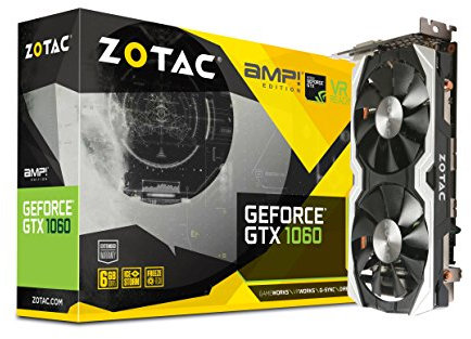 Zotac NVIDIA GeForce GTX 1060 6 GB AMP Edition GDDR5 Graphics Card - Black, ZT-P10600B-10M