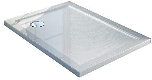 Plato de Ducha 70x100x4cm Rectangular Acrílico Borde Realzado Blanco Brillante Mod. Flower