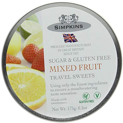 Simpkins Sugar Free Mixed Fruit Travel Sweets 175g Tin (Pack of 3)