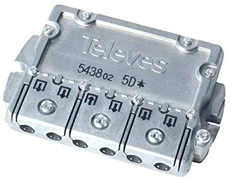 Televes 543802 - PARTITORE EASYF 5VIE 2400MHZ 10/9,5DB Con PASSAGGIO by Pass 1 DIREZIONE