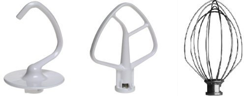 KitchenAid Stand Mixer 3 Piece Replacement Set; Flat Beater, Dough Hook Wire Whip