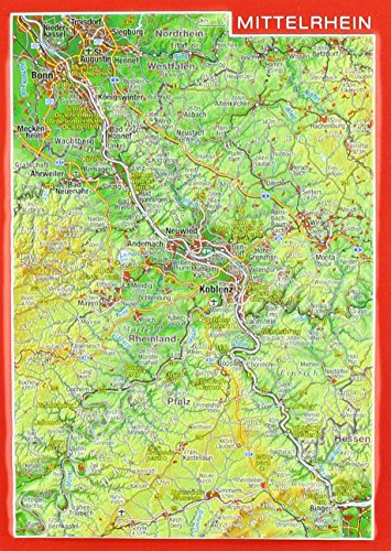 Mittelrhein, Reliefpostkarte. Middle Rhine / Rhin moyen: Tiefgezogene Reliefpostkarte