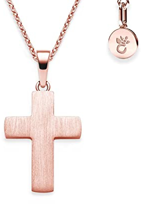 Kreuz Kette Mädchen Jungen Kommunion Rosegold | Kreuzanhänger Halskette | Kinderschmuck Erstkommunion Taufgeschenk Konfirmation Firmung Geburt Taufe | Goldkette Kreuzkette Taufkette Kinderkette