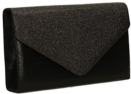 SwankySwans Womens Kelly glitter busta pochette partito Prom borsa frizione, nero (Black (Black)), Taglia unica