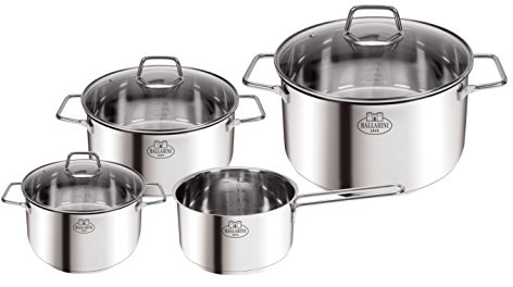 Ballarini Parma Topfset 4tlg, Edelstahl, Silber, 24 cm