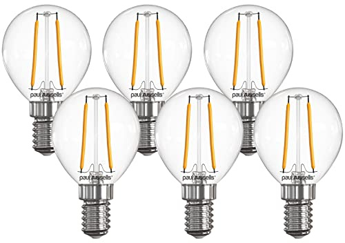Paul russells LED Filament Golf Ball Light Small Edison Screw E14, 25w Equivalent 2.5W 250LM Mini Globe G45 LED Bulbs, 2700K Warm White, Energy Saving Chandelier Non-Dimmable Lightbulbs, 6 Pack