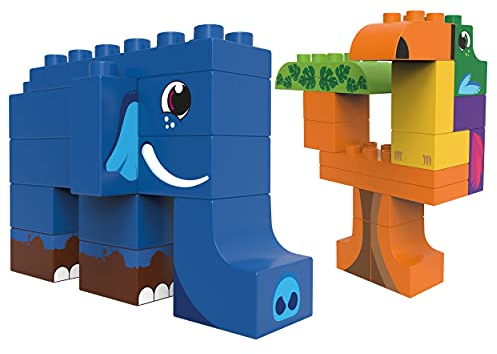 BIOBUDDI Wilde Tiere | Elefant & Tukan im Dschungel, 27 Teile, 100% kompatibel mit Lego & duplo, klimaneutral hergestellt in EU (Niederlande), 97% Bioplastik, BB-0106