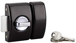 Verrou de Porte d'Entrée DESIGN 5 Goupilles - Bouton + Cylindre 45mm - Protection contre l'Arrachement - Livré avec 3 Clés en Acier Nickelé et 5 Cales de Gâche - Finition Noir - THIRARD
