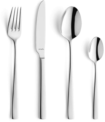 Amefa Martin 16-Piece Cutlery Set for 4 | 18/10 Stainless Steel | Mirror Polish | Dishwasher Safe | Contemporary Everyday Flatware