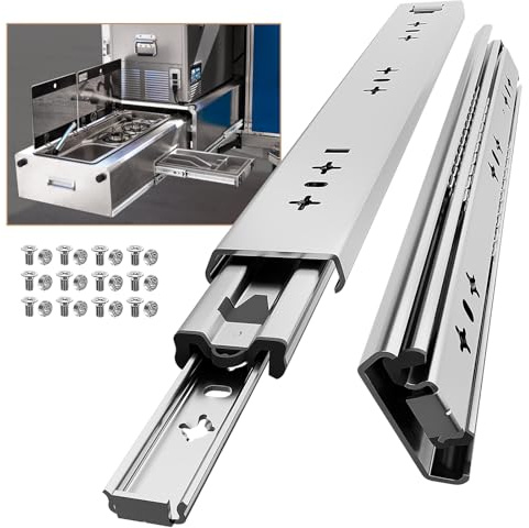 AOLISHENG Glissiere Pour Tiroir Charge Lourde 650 mm Pour Camping Car & Van Latéral Charge max 120 kg Coulisse de Tiroir Sortie Totale Rail Coulissant Glissière a Bille 1 Paire(2 pièces)