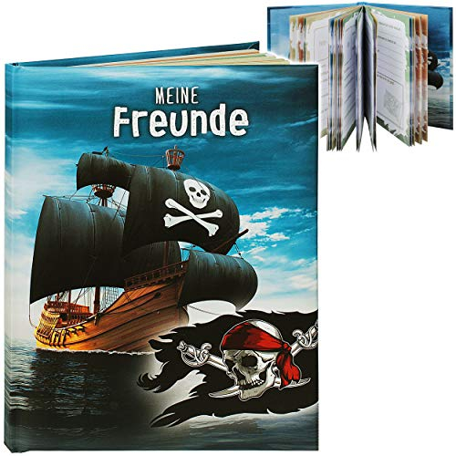 Freundebuch Meine Freunde Pirat - Piratenschiff - A5 - Buch gebunden für Schule/Vorschule/Kindergarten/Kita - Kind - Kinder Poesiealbum - Poesie A5 ..