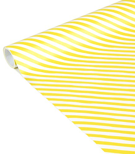 Clairefontaine 223861C - Rolle Geschenkpapier Excellia Tiny Rolls, 5m x 35 cm, 80g, 1 Rolle, Streifen Gelb