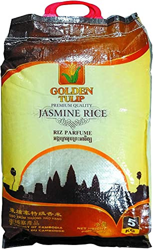 Riz Cambodge 2022 parfumé au Jasmin de qualité premium - Marque Golden Tulip - Cambodge (Sac de 5KG, 10KG ou 18KG) (5KG) - Expédition depuis France par la Sté Bo Time