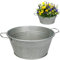 alles-meine.de GmbH 4 Stück Metall - Blumentöpfe/Pflanzkübel/Pflanzschale - metallic grau/anthrazit - 25 cm - RUND - frostsicher - MITTEL groß - mit Henkel - Eimer/Deko..
