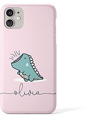 Tirita Personalised Initials Custom Hard Phone Case Compatible with iPhone 11 Pro Chubby Dinosaur Dino Roar