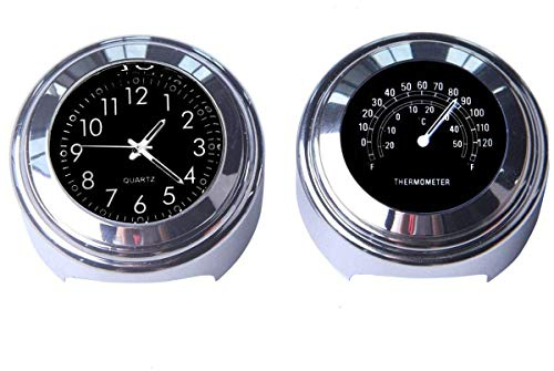 Riloer 2 x 7/8 Zoll Motorrad-Lenker-Uhr und Thermometer, digital, wasserdicht, universell, Schwarz