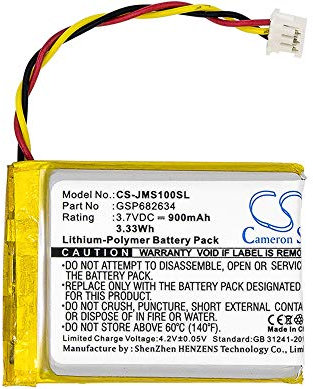 Replacement Battery for JBL model, fits Part No Go Smart 3.7V Li-ion 900mAh/3.33Wh 17.8g / 0.63oz Size: 41.05 x 31.15 x 7.62mm
