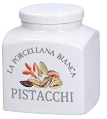 La Porcellana Bianca - Barattolo Deco Pistacchi in Gift Box - Conserva, Barattoli e Contenitori - Barattoli Cucina - Porcellana - 500 CC; 9,5x9,5xh11,5 cm