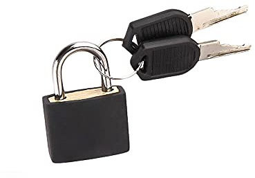 Lucchetto in plastica con 2 chiavi piccoli lucchetti colorati in ottone per cassetta degli attrezzi, diario, borsa della scuola, valigia (nero)